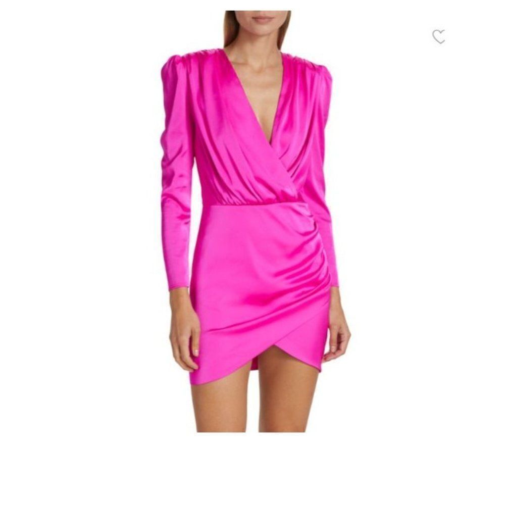 Generation Love Womens Miley Satin Wrap Effect Mini Dress XS Hot Pink Defect